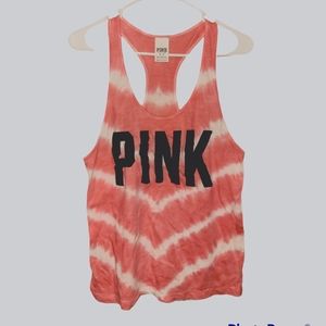 PINK Small  Orange and white stripe hippie summer tank top racerback